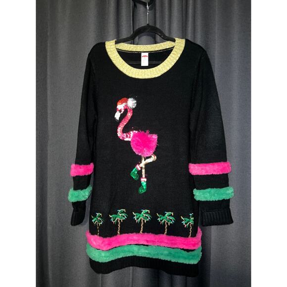 Ugly Christmas Sweater Xmas Size Large Flamingo - Picture 1 of 4